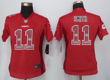 Women New Chiefs #11 Alex smith Red Strobe Elite Jersey