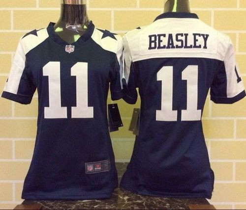 Women New Cowboys #11 Cole Beasley Navy Blue Thanksgiving Throwback Stitched NFL Elite Jersey