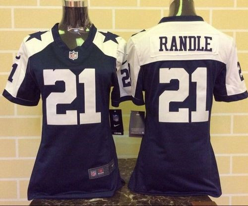 Women New Cowboys #21 Joseph Randle Navy Blue Thanksgiving Throwback Stitched NFL Elite Jersey