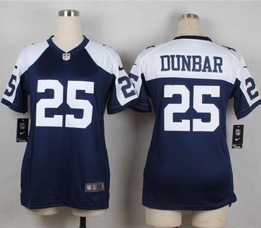 Women New Cowboys #25 Lance Dunbar Navy Blue Thanksgiving Throwback NFL Elite Jersey