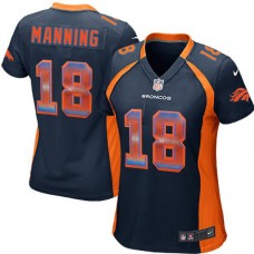 Women New Denver Broncos #18 Peyton Manning Elite Navy Blue Jersey