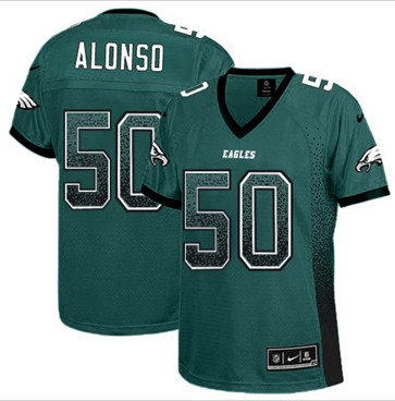Women New Eagles #50 Kiko Alonso Midnight Green Team Color Stitched NFL Elite jerseys
