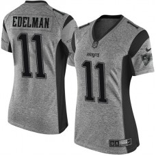 Women New England Patriots #11 Julian Edelman Gridiron Gray Limited Jersey