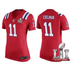 Women New England Patriots #11 Julian Edelman Red Super Bowl LI Jersey