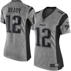Women New England Patriots #12 Tom Brady Gridiron Gray Limited Jersey