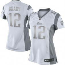 Women New England Patriots #12 Tom Brady White Platinum Limited Jersey