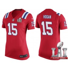Women New England Patriots #15 Chris Hogan Red Super Bowl LI Jersey