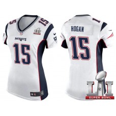 Women New England Patriots #15 Chris Hogan White 2017 Super Bowl LI Patch Game Jersey
