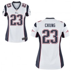 Women New England Patriots #23 Patrick Chung White Away Game Jersey