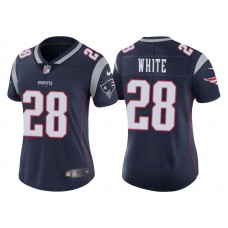 Women New England Patriots #28 James White Navy Vapor Untouchable Limited Jersey