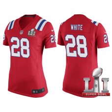 Women New England Patriots #28 James White Red Super Bowl LI Jersey