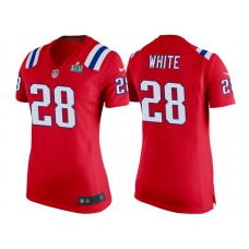 Women New England Patriots #28 James White Red Super Bowl LII Bound Game Jersey