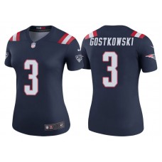 Women New England Patriots #3 Stephen Gostkowski Navy Color Rush Legend Jersey