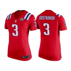 Women New England Patriots #3 Stephen Gostkowski Red Super Bowl LII Bound Game Jersey