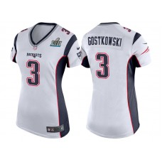Women New England Patriots #3 Stephen Gostkowski White Super Bowl LII Bound Game Jersey