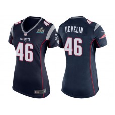 Women New England Patriots #46 James Develin Navy Super Bowl LII Bound Game Jersey