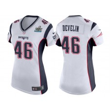 Women New England Patriots #46 James Develin White Super Bowl LII Bound Game Jersey