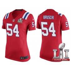 Women New England Patriots #54 Tedy Bruschi Red Super Bowl LI Jersey