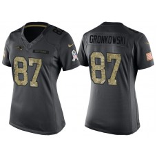 Women New England Patriots #87 Rob Gronkowski Camo Anthracite 2016 Salute to Service Limited Jersey