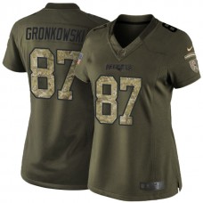 Women New England Patriots #87 Rob Gronkowski Green Salute To Service Limited Jersey