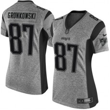 Women New England Patriots #87 Rob Gronkowski Gridiron Gray Limited Jersey