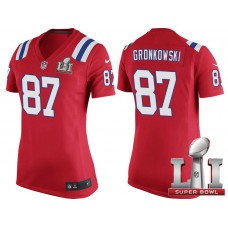 Women New England Patriots #87 Rob Gronkowski Red Super Bowl LI Jersey