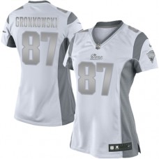 Women New England Patriots #87 Rob Gronkowski White Platinum Limited Jersey