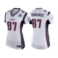 Women New England Patriots #87 Rob Gronkowski White Super Bowl LII Bound Game Jersey