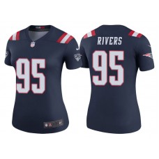 Women New England Patriots #95 Derek Rivers Navy Color Rush Legend Jersey