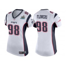 Women New England Patriots #98 Trey Flowers White Super Bowl LII Bound Game Jersey