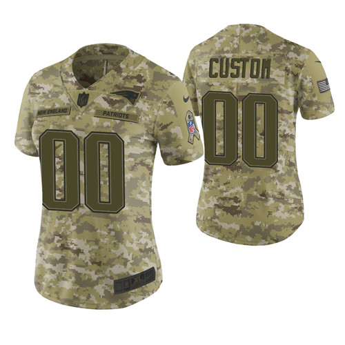 Women New England Patriots Custom Camo 2018 Salute To Service Limited Jersey