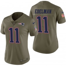 Women New England Patriots Julian Edelman Olive 2017 Salute to Service Limited Jersey