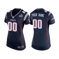 Women New England Patriots Navy Super Bowl LII Bound Game Customized Jersey