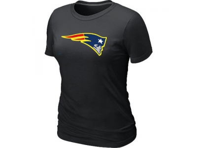 Women New England Patriots Neon Logo Charcoal Black T-shirt