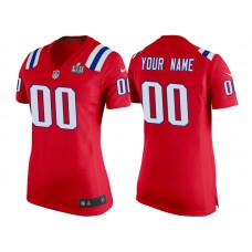 Women New England Patriots Red Super Bowl LII Bound Game Customized Jersey
