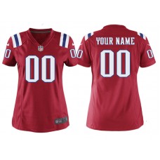 Women New England Patriots Red Throwback Game Customized Jersey