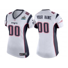 Women New England Patriots White Super Bowl LII Bound Game Customized Jersey