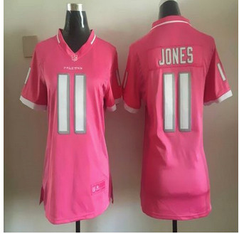 Women New Falcons #11 Julio Jones Pink NFL Elite Bubble Gum Jersey