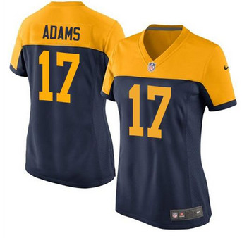 Women New Green Bay Packers #17 Davante Adams Navy Blue Alternate Stitched NFL New Elite Jersey