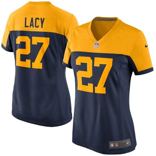 Women New Green Bay Packers #27 Eddie Lacy Navy Blue Alternate Stitched NFL New Elite Jersey