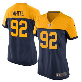Women New Green Bay Packers #92 Reggie White Navy Blue Alternate Stitched NFL New Elite Jersey