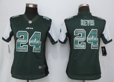 Women New Jets #24 Darrelle Revis Green Strobe Elite Jersey