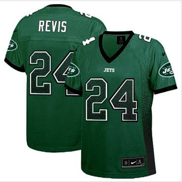 Women New Jets #24 Darrelle Revis Green Team Color Stitched NFL Elite Drift Fashion Jersey