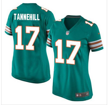Women New Miami Dolphins #17 Ryan Tannehill Aqua Green Alternate Stitched NFL Elite Jersey