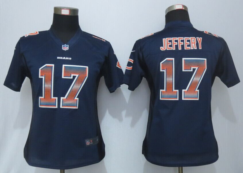 Women New New Chicago Bears #17 Alshon Jeffery Navy Navy Blue Strobe Elite Jersey