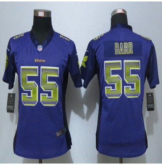 Women New New Minnesota Vikings #55 Anthony Barr Purple Strobe Elite Jersey
