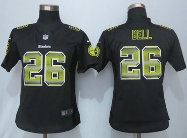 Women New New Pittsburgh Steelers 26 Bell Black Strobe Elite Jersey