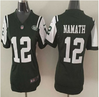 Women New New York Jets #12 Joe Namath Green Team Color Stitched NFL Elite Jersey