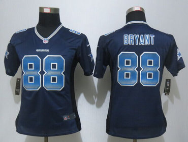 Women New Nike Dallas Cowboys #88 Dez Bryant Navy Blue Strobe Elite Jersey