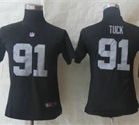 Women New Oakland Raiders #91 Justin Tuck Black Jerseys